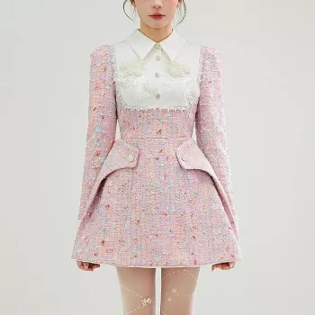 Beaded Pink Floral Tweed Mini Dress: Styling & Fit