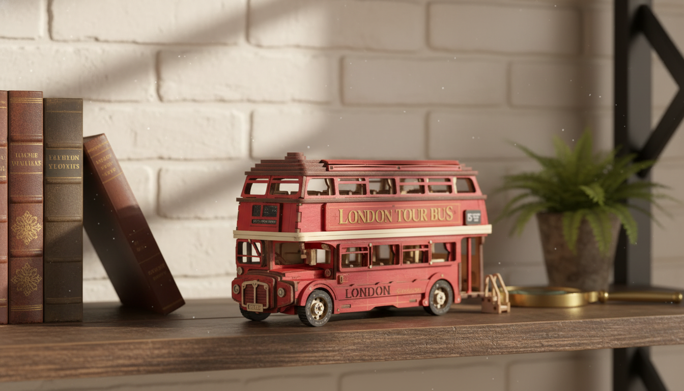 London Tour Bus Wooden Model for Shelves, Desks & Gifts
