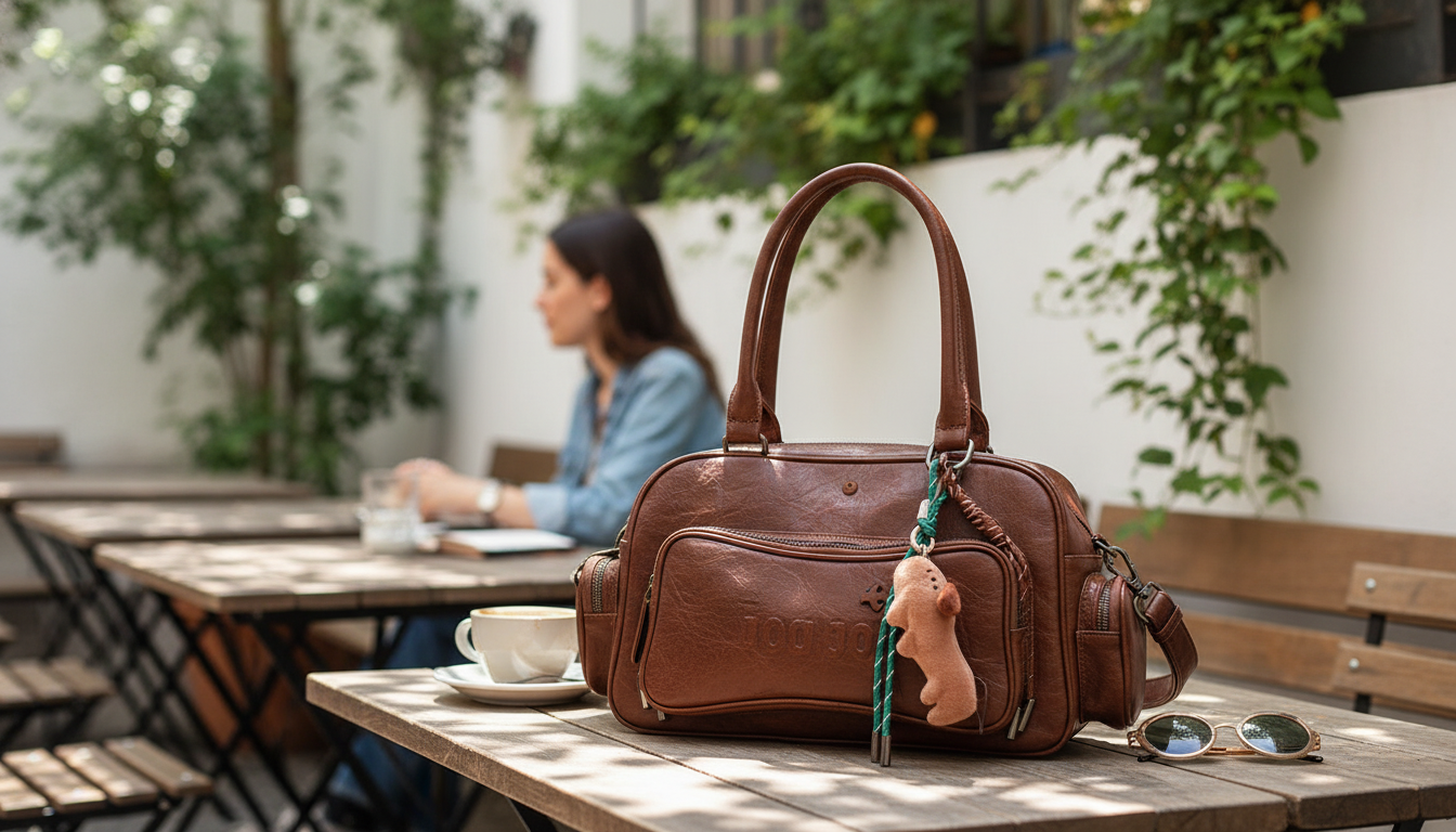 Structured Bowling Shoulder Bag with Sausage Dog Charm