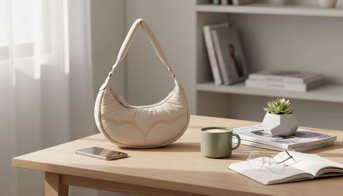 Half-Moon Quilted Padded Shoulder Bag: Comfy & Chic