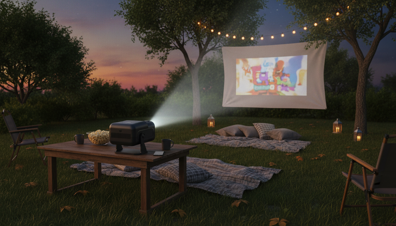 Portable 720p WiFi 6 Projector for Outdoor Movie Nights