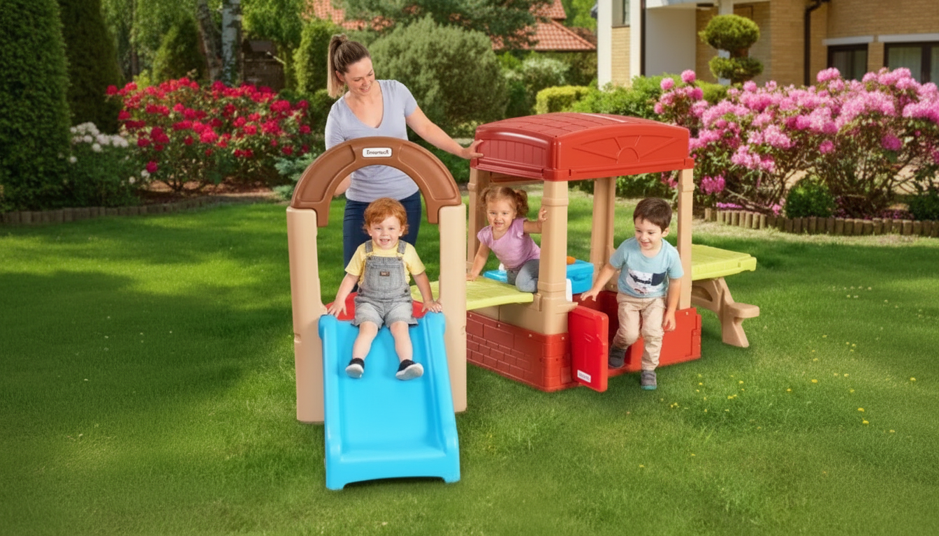Slide, Climb & Playhouse Kitchen Set for Toddlers