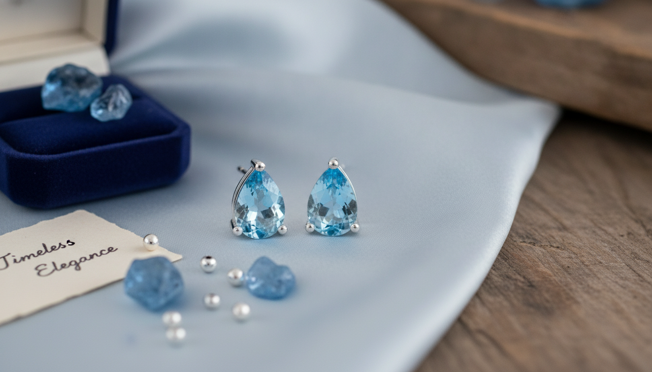 Swiss Blue Topaz Studs in Sterling Silver (0.99 Ct)