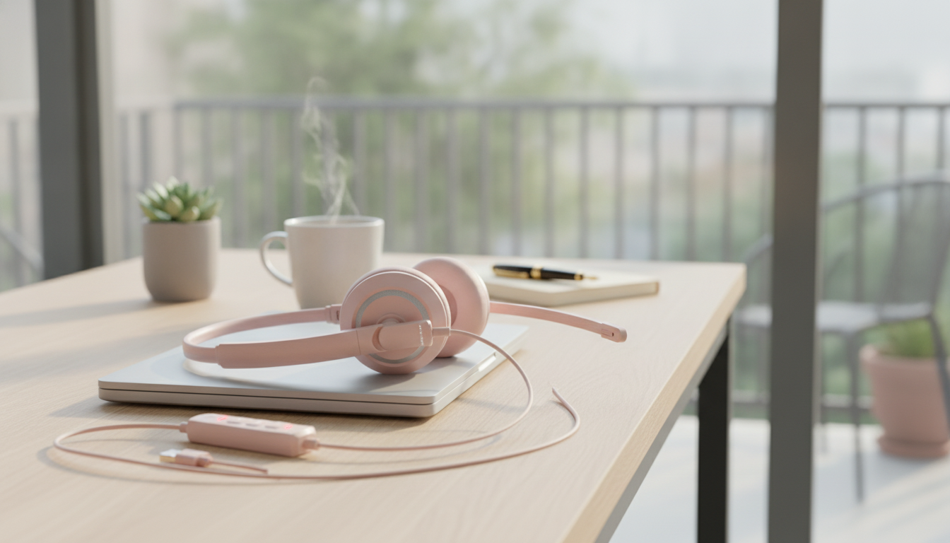 USB Wired Headset for PC: Noise-Reducing Mic, Inline Mute