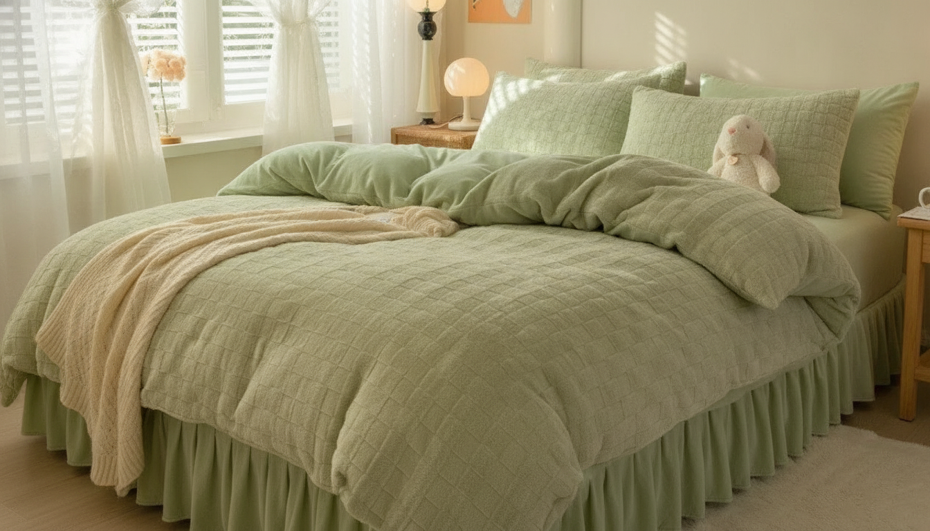 Winter Luxe: Double-Sided Velvet Bed Skirt Set (4pc)