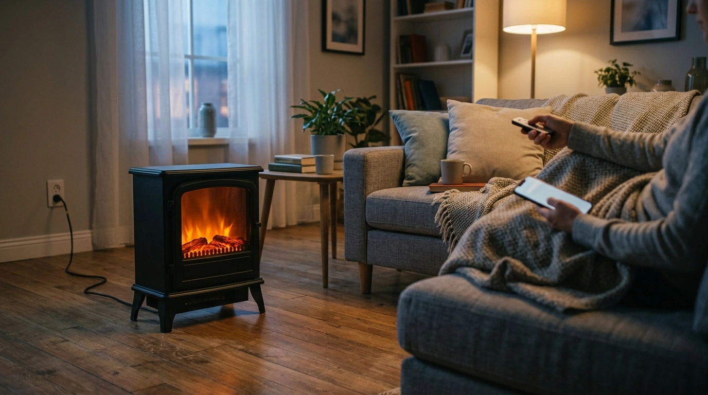 24-Inch Portable Electric Fireplace: App + Remote Control