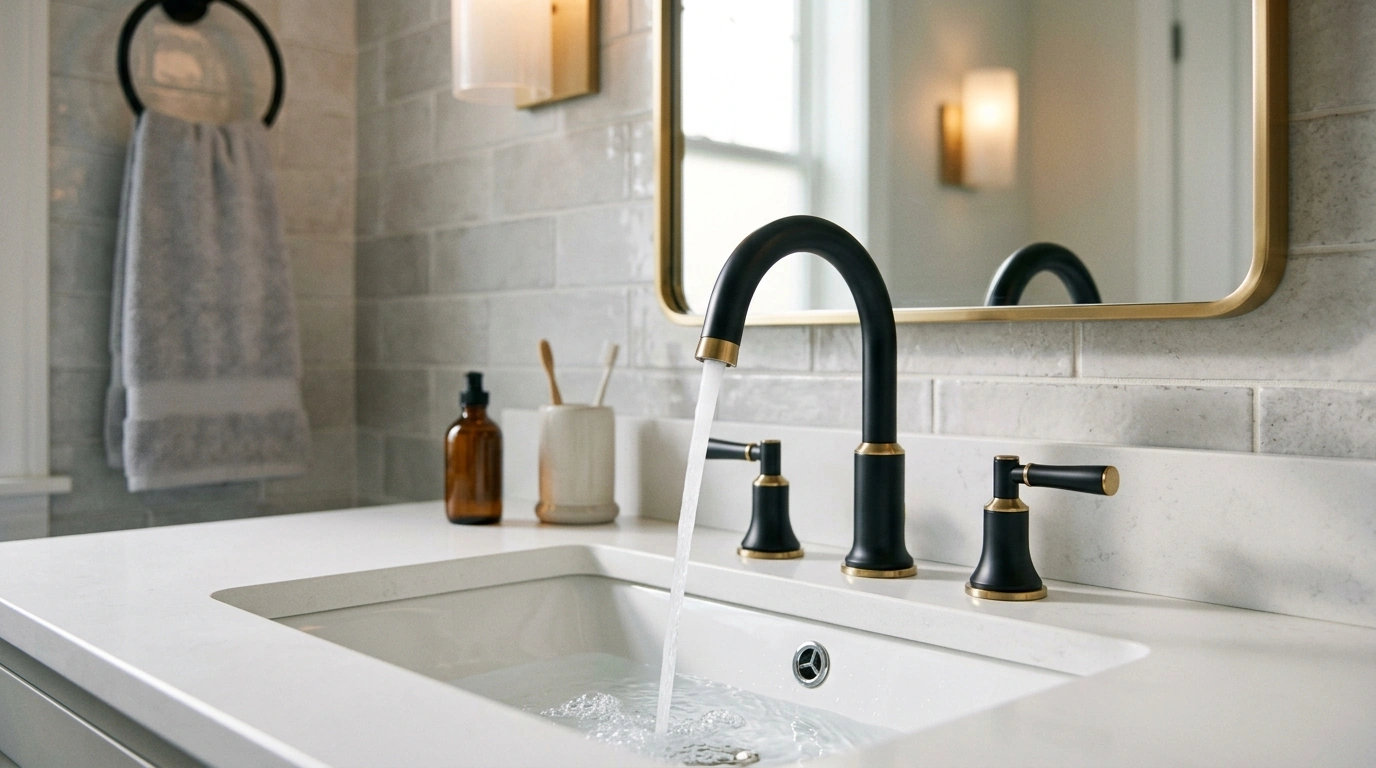 Black & Gold 3-Piece Deck-Mount Faucet Set Guide