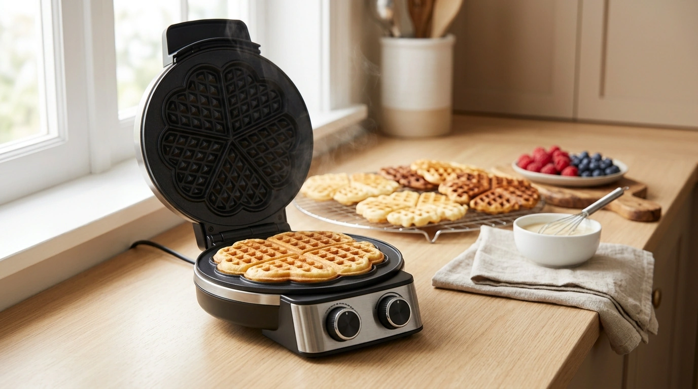Heart Waffle Makers with Texture & Color Control