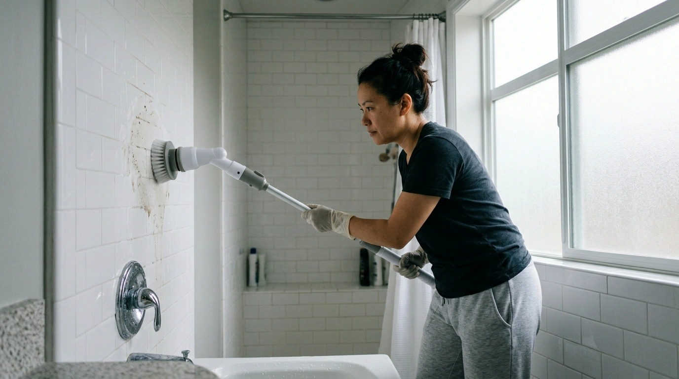 450RPM Cordless Spin Scrubber: Clean Tile & Grout Fast