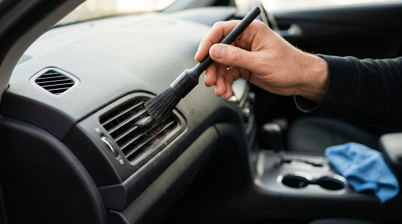 Compact Car Dust Brush for Vents & Console Crevices