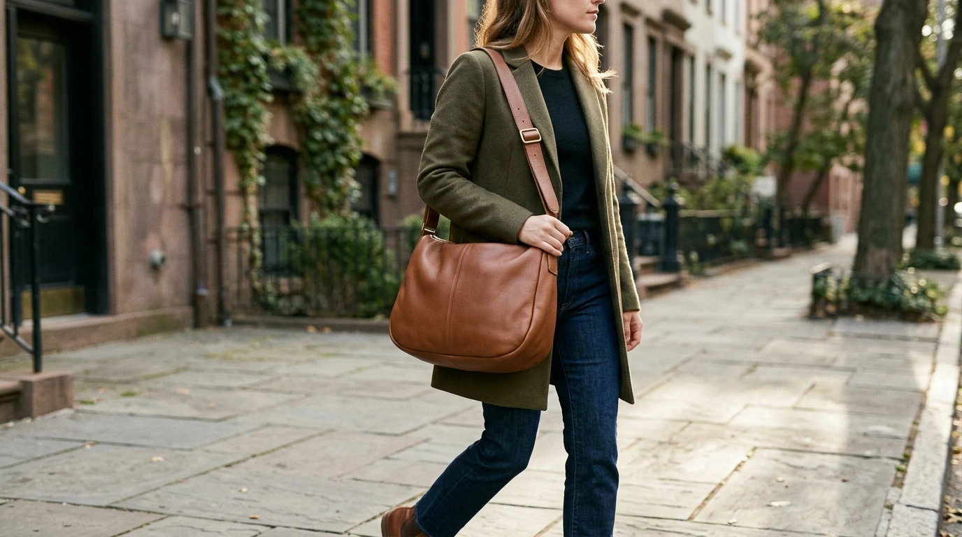 Genuine Leather Pillow Bag: Large Capacity Crossbody