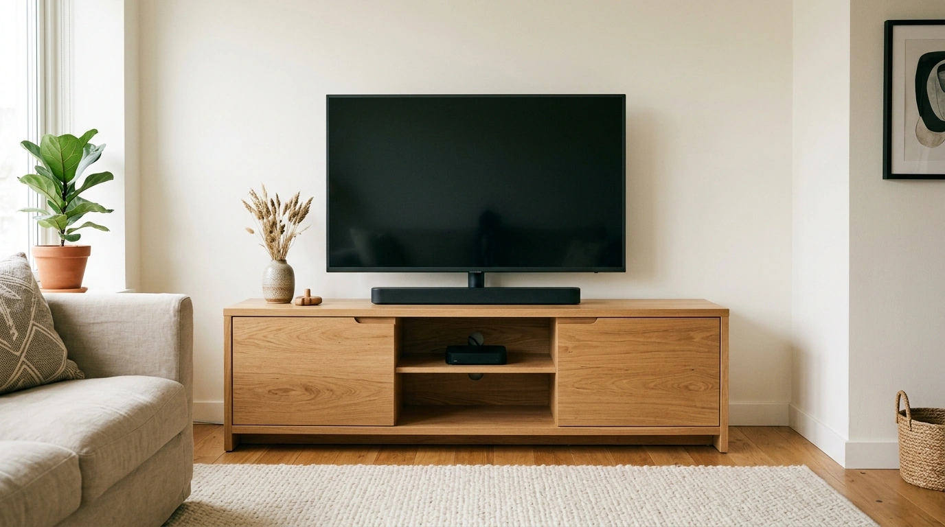 Modern Nordic Wooden TV Stand for Clean, Calm Living Rooms