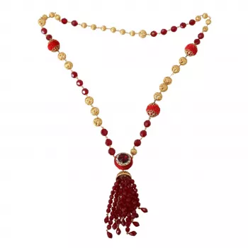 Gold-Plated D&G Necklace: Red Crystals, Bold Shine