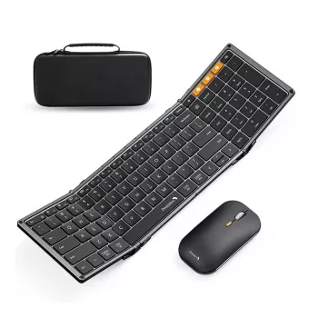 Travel Tri-Fold Bluetooth Keyboard & Mouse, Full-Size Feel