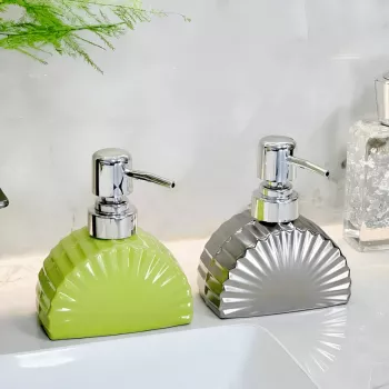Fan-Shaped Ceramic Pump Dispenser for Soap & Lotion
