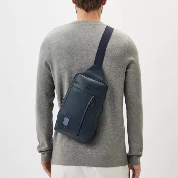 Piquadro Blue Leather Shoulder Bag: Compact Men’s EDC