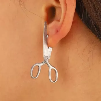 Silver Scissors Earrings: Unisex Gothic Punk Statement