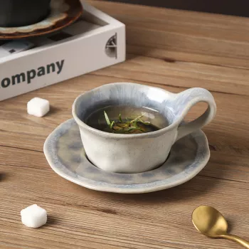 160ml Handmade Retro Ceramic Cup + Saucer for Espresso